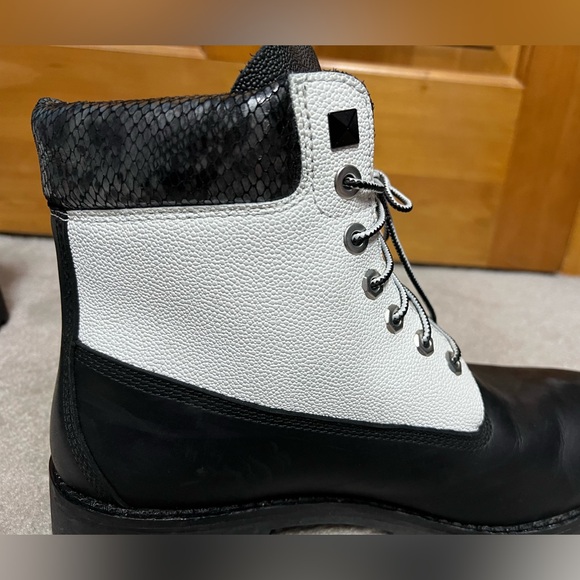 Timberland Men's Premium 6" Black Boots Social Scene black white leather size 11 - Picture 12 of 13
